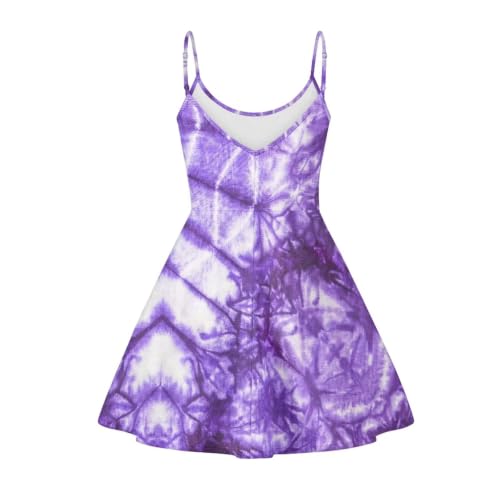 Image of Women's Spaghetti Strap Dress Summer Casual Swing Sundress Girls Beachwear Swing Mini Dress