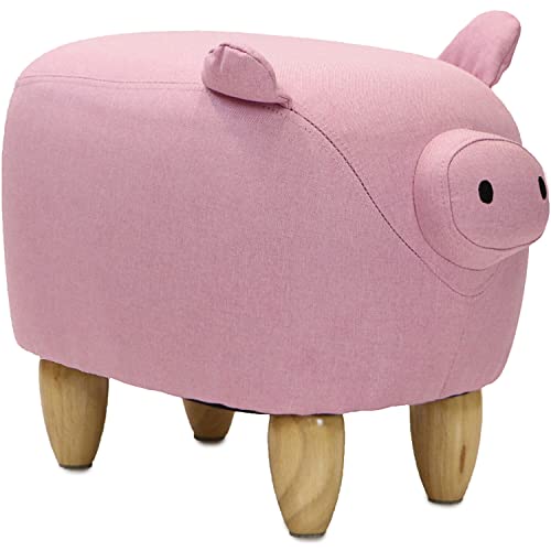 Critter Sitters 15-In. Seat Height Pink Pig Animal Shape Small Ottoman, Foot Stool for...