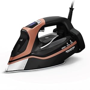 Rowenta Iron, Steam Force Pro Steam Iron for Clothes 1850 watts, 5 presets Smart Screen, Stainless Steel Soleplate, High-Efficiency Handheld Ironing, Black Copper, DW9580