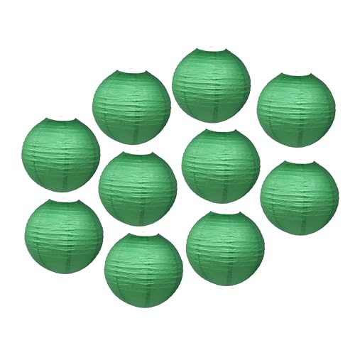 Image of Mudra Crafts Dark Green Paper Lanterns Wedding Party Decorations - 12 in 10 Round Hanging Ceiling Lanterns, 10 Pack, Decorative Lamp Shades