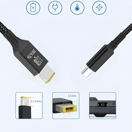 Image of WISTAR 135W Type-C USB-C Cable to DC Rectangle 11.0 * 4.5mm Power PD Charge Cable for Thinkpad X1 Legion Y7000P Laptop DC20V 6.25A (1)