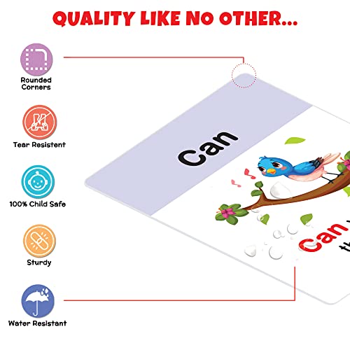 Image of Big Flash Cards for Kids: Sight Words & Sentences | 32 Double-Sided Picture Cards, Durable & Water Resistant | Early Learning & Development Toy for Preschoolers & Toddlers 2-6 Years