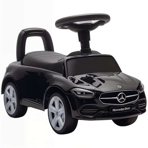 AIYAPLAY Voiture pour enfants Mercedes Benz Licence avec klaxon et espace de rangement, Voiture pour enfants en PP et acier, 65x28x39 cm, Noir