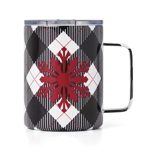 Cambridge 896194 16 Oz Insulated Black Plaid Coffee Mug, 1-Piece, Christmas & Holiday Drinkware