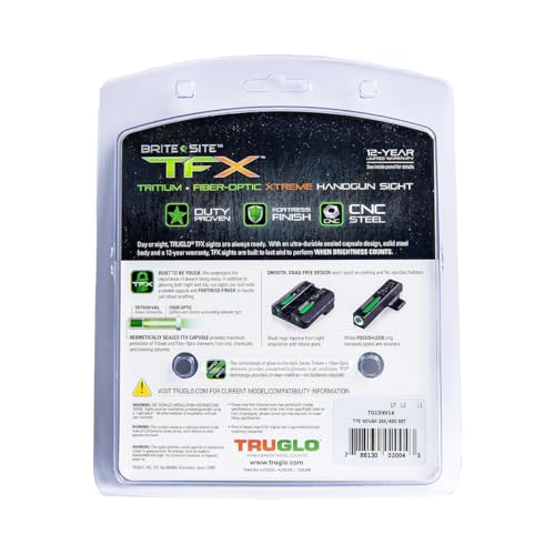 Image of TRUGLO TFX Handgun Sight | Durable Shock-Resistant Compact Brightly Glowing Tritium & Fiber-Optic Xtreme Day /Night Sight for Handguns