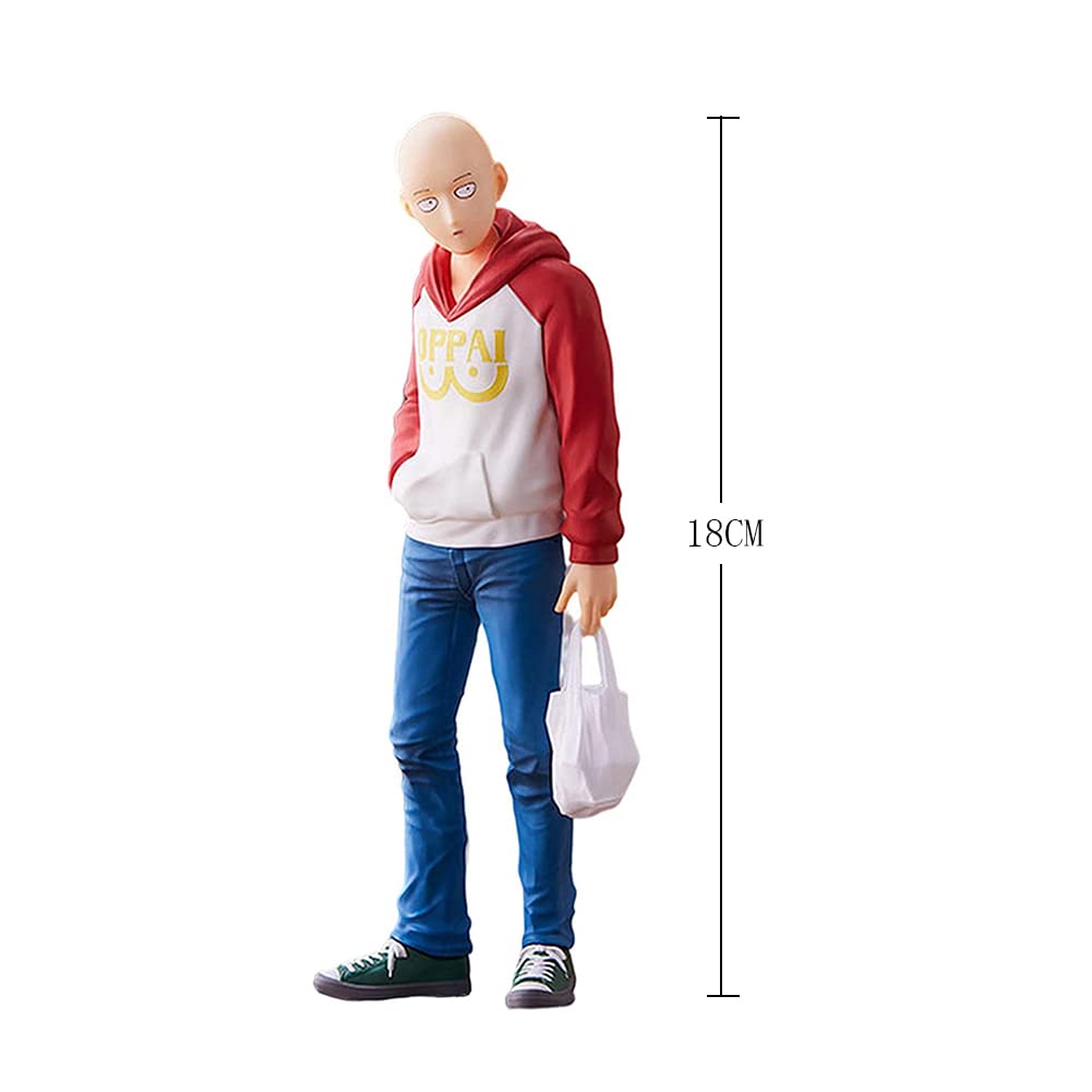 renmuq Anime One Punch Man Figure, Saitama Figure 18 cm PVC Action Figure Jouets Ornements De Bureau À Collectionner Fournitures Cadeau