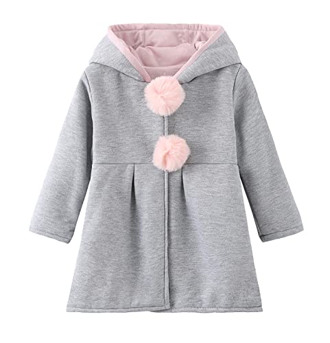 Kids Girl's Hooded Jacket 3D Long Bunny Ears Coat Cotton Outwear Fall Winter Clothes