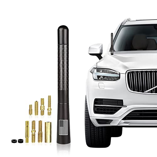 Sodcay 1 Pack Carbon Fiber Polished Finish Short Automotive Antenna, 4.7 Inch Car Radio Antenna Mast With Internal Copper Coil, Compatible For Car, Truck And Van (Black) #TOP10