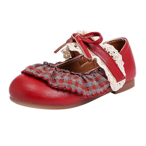 YIzdegg Mary Jane - Zapatos de piel para niña, con lazo, princesas, zapatos de vestir, zapatos planos, zapatos de fiesta, suela antideslizante, zapatos escolares, zapatos individuales, zapatos de