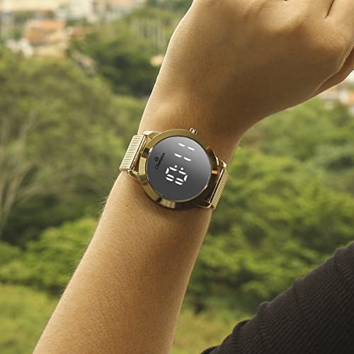 Relógio Digital Feminino Champion Dourado Espelhado CH40106B