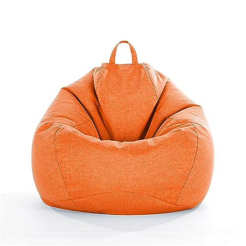 Lukery Bean Bag Chair for Adults (No Filler), Solid Color Bean Bag Cover, Bean Bags Comfy Beanbag Lazy Sofa, Stuffed Animal Storage Bean Bag Chairs for Kids (70x80cm,Orange)