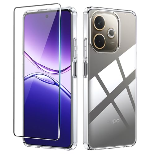 Heioloo Funda para OPPO A5 Pro 4G/5G, Ultra Fina Carcasa Protectora Antigolpes Transparente Flexible Suave TPU Silicona Caso Delgada + [1 Piezas] Cristal Templado Protector de Pantalla