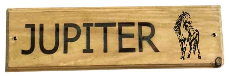 Furever Gifts Handmade Personalised Wooden Horse Stable Door Sign Various Designs 320mm x 100mm x 20mm (Horses Head 3 Tahoma Font) — image 1