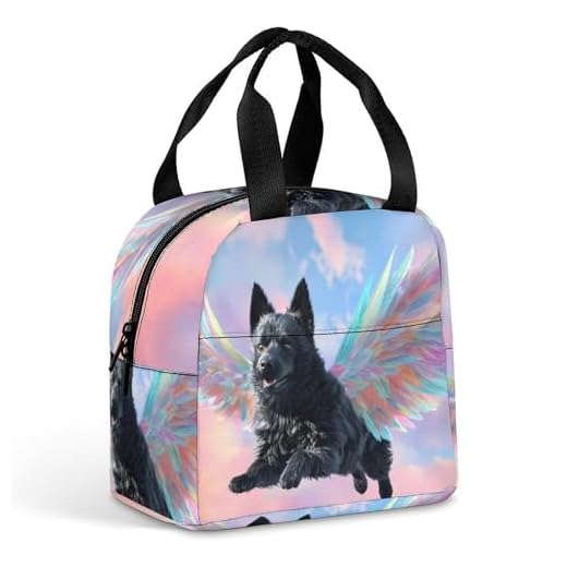 Schipperke Dog with Colorful Wings Lunch Box Bag Tote Leakproof Insulated Lunchbox Containers Office Picnic