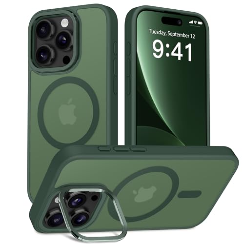 GolbinBox for iPhone 15 Pro Max Case with Invisible Stand Deep Green