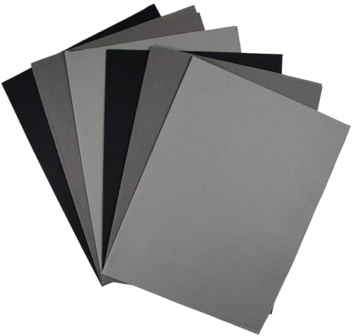 Image of KCS 4 /6 pc of 12 inch x 18 inch(30cmx45cm) 18CT Counted Cotton Aida Cloth Cross Stitch Fabric (6 pc,Medium Grey+Dark Grey+Black)