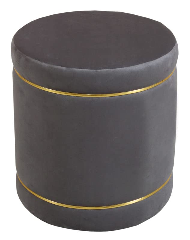 Image of Pouffes Sitting Stool for Living Room, Puffy Wooden Ottoman | Round Pouffe for Living Room & Bedroom | Pouf for Office & Home Decoration & Modern Seating Stool (Grey)