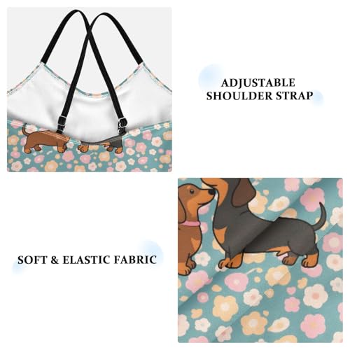 senya Girls Swimsuits One-Piece Swimwear Tie Bathing Suit Beach Summer Round Neck 9-10T Dachshund Pink Roses Pattern3