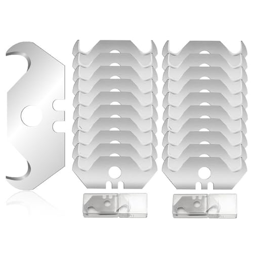 Hakenklingen, Trapezförmige Hakenklingen, Hakenklinge für Teppichmesser, Hook Hakenklinge Cuttermesser Klingen mit Lochung für Vinyl Teppich Linoleum Tapeten und Mehr (20PCS)