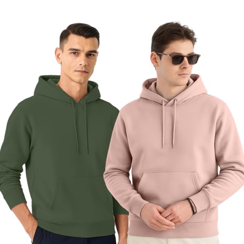 Sweat à capuche pour homme en taille 42 NOBERO aux finitions soignées argile rose