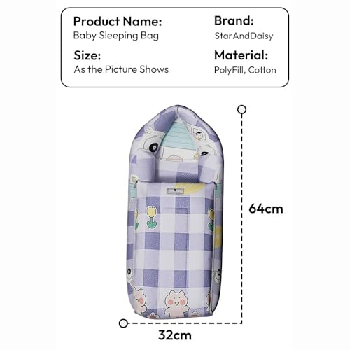 Image of StarAndDaisy 3 in 1 Baby Sleeping Bag for New Born /Baby Bedding Set for New Born /Soft and Comfortable Baby Bed for 0-12 Months /Washable & Foldable Cotton Design (Bunny Print)