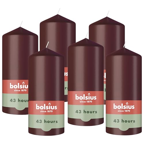 Bolsius – Essentials – glatte Stumpenkerze – Bordeaux – 13 cm...