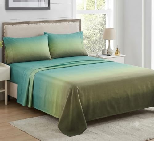 Image of Premium 7D Printed King Size Bedsheet Set with Pillow Covers Soft Cotton Blend Double Bedsheet for Home (Pillow Covers :18x28 inches Bedsheet :90x100 Sea Green)