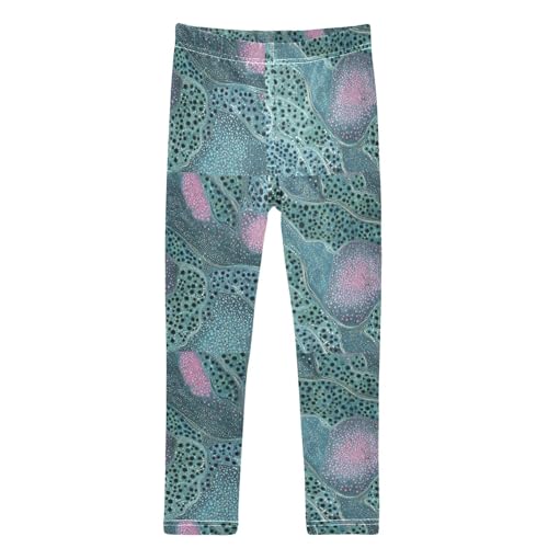 Green Snake Skin Glitter Girls Leggings Kids Yoga Pants Dance Active Tights 4T