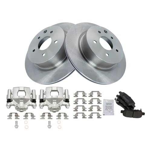 Image of TRQ Rear Brake Pad and Rotor Set Semi Metallic Rotors Calipers Compatible with 2019-2020 Nissan Maxima
