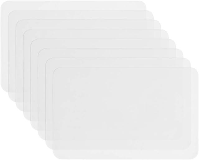 Transparent Placemat Cuttable Waterproof Oil-Resistant Dining Mats 8PCS 40x30cm Heat Resistant Washable Placemats for Wedding,Hotel, Kitchen,Home,Restaurant