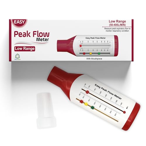 Easy Peak Flow Meter for Child to Monitor Lung Function, Expiratory Flow Meter, Low Range for Child Include Instructions and Blank Charts – Color Coded Indicators
