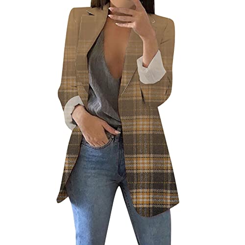 Blazer Jackets for Women Fashion Printed Casual Open Front Fashion Long Sleeve Casual Suit Brown Blazer Jackets for Women Fashion Printed Casual Open Front Fashion Long Sleeve Casual Suit Brown