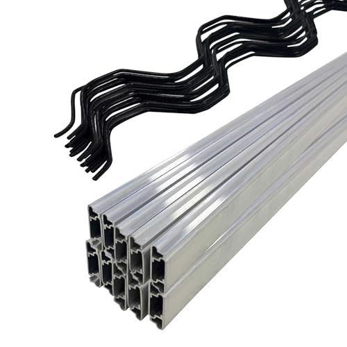 Hipicute 20 Set 6.6 Ft Greenhouse Lock Channel and Spring Wire,Aluminum Alloy Lock Channel and PVC Coated Spring Wires for Fixing Greenhouse Plastic Cover