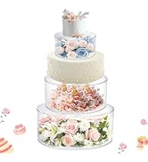 CRAFTIFANO 3Pcs Acrylic Cake Display Stand 6'' 8'' 10'' Round 3 Tier Clear Cylinder Cake Box for ...