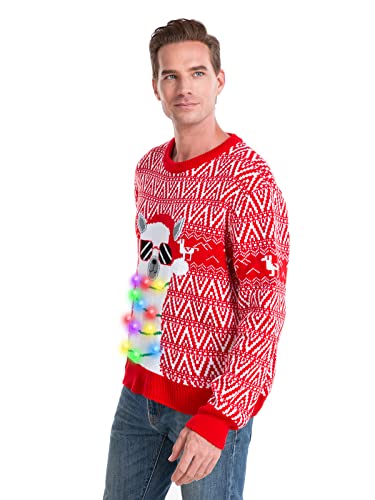 HSCTEK Light-Up Llama Fair Isle Christmas Sweater - Image 3