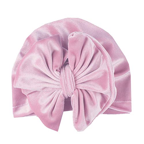Superiman 5Pcs Velvet Newborn's Bowknot Turban Headband Beanie Cap Infant Baby's Headwear For Photography Props (Black+Wine Red+Christmas Gren+Pink+Gray) #TOP5