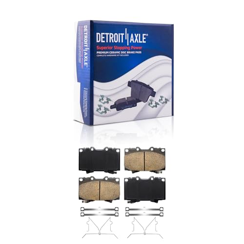 Image of Detroit Axle - Brake Pads for 1998-2007 Lexus LX470 Toyota Land Cruiser, Front and Rear Ceramic Brake Pads w /Hardware 1999 2000 2001 2002 2003 2004 2005 2006 Replacement