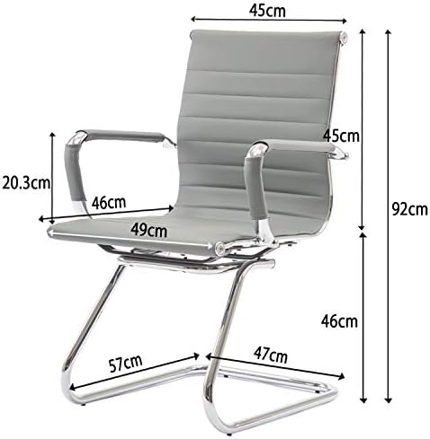 Wahson Meeting Office Chairs Set of 2 Reception Chairs in PU Leather,Visitors Chair with Chrome Frame,Guest Chairs(Grey)
