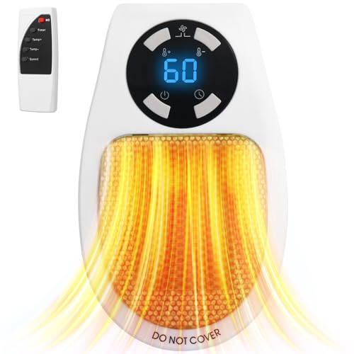 Rainberg 400W Ceramic Plug Heater, Remote Wall Outlet Space Heate...