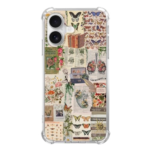 Coque iPhone 17 journal artistique rétro vintage avec fleurs