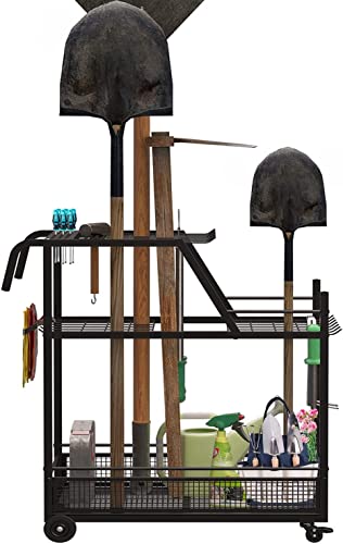 MYOYAY Gartenwerkzeug-Organizer für Garage-Hof-Werkzeugregale mit Rädern, Garagenaufbewahrung, Gartenwerkzeuge, Hofwerkzeughalter für Garage/Schuppen, Gartenwerkzeugständer Cover