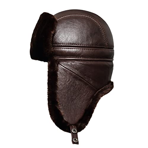 WDSOPK Gorro marrón de Invierno para Hombre, Gorro cálido de Soldado con Orejeras, Gorros de Mujer marrón-62 cm (marrón 60 cm)