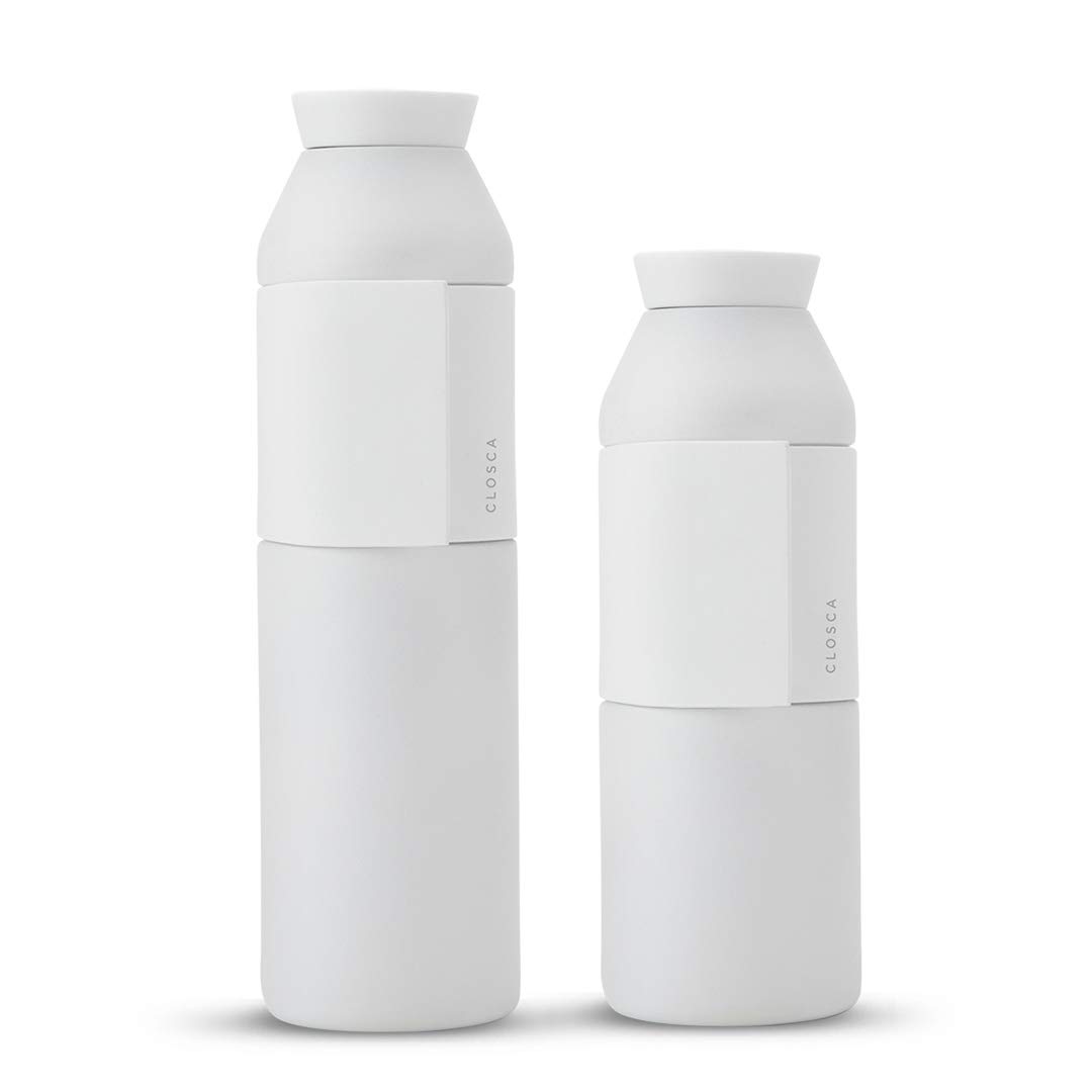 Closca Bottle Wave Trinkflasche aus Edelstahl, zum Aufstecken, für Kinder und Erwachsene, BPA-frei, Weiß, 600 ml