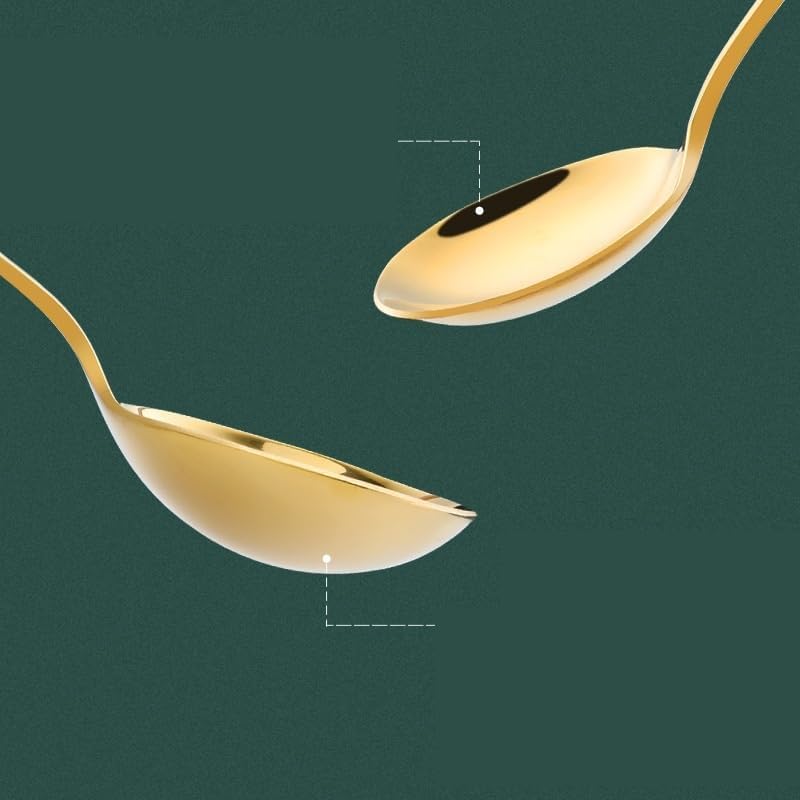 Silverware Flatware Set, 1/4/6/8/10 Pieces Long-handled Large Round Spoons Thickened Creative Restaurant Hotel Household Spoons 304 Stainless Steel Spoons(Rainbow,6Pcs)