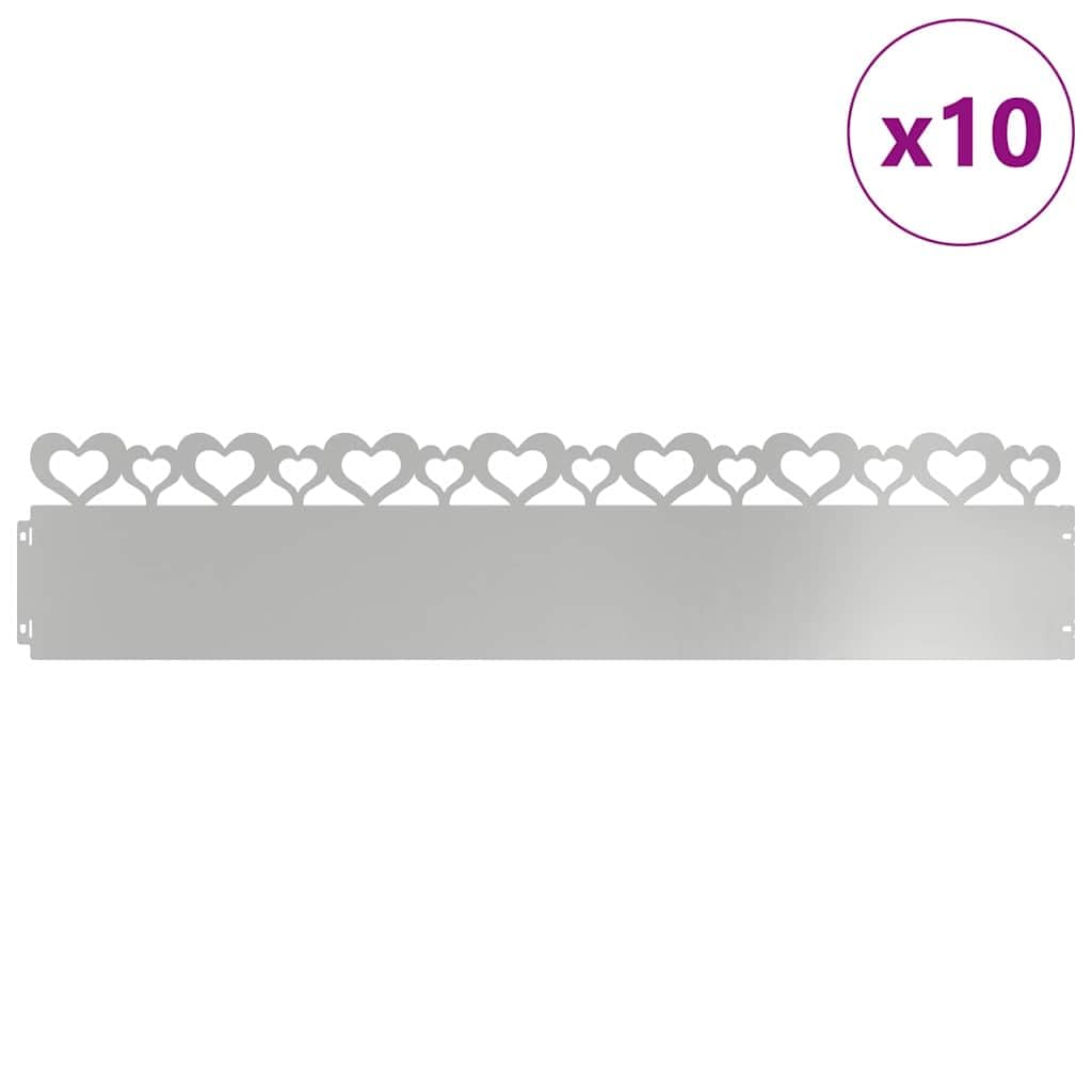 Bordure de pelouse 10 pièces 103 x 0,05 x 22 cm Acier galvanisé