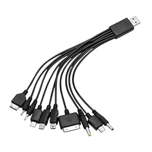 10 in 1 Universal Charger Compatible with iPhone PSP HTC LG Samsung Nokia and More, 10 in 1 Multi Charger Cable, Universal USB Phone Charging Cable with Multiple Heads, Charge Several Devices