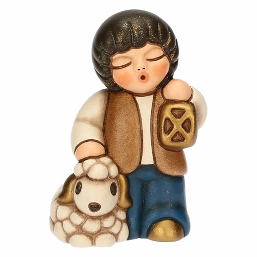 THUN - Bimbo con lanterna - ceramica - Collezione Presepe Classico - 4,5 x 3,4 x 6,5 cm