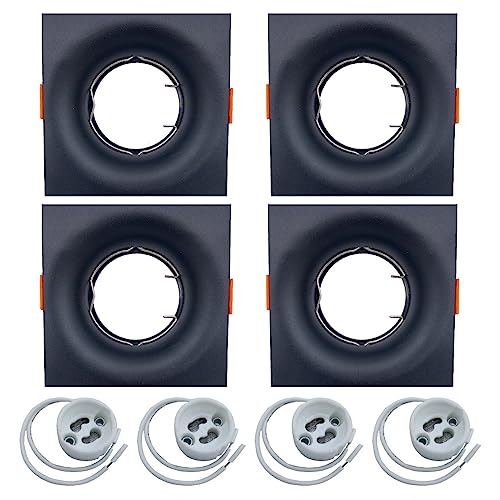 Shop SoftAir® Kit 4 Porta Faretto Quadrato Rotondo Conico da Design In materiale Plastico Bianco Nero da Incasso per Cartongesso supporta Lampada Led GU10 5 anni Garanzia (Quadrato Conico Nero)