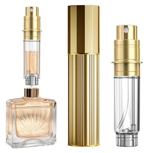 JOOMOKO Vaporisateur de parfum rechargeable - 10 ml - Vide - Vaporisateur de parfum pour les voyages - Petit flacon pulvérisateur pour parfum (doré)