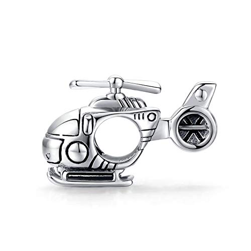 MEITAIHE Airplane Travel Rocket Bicycle Charms For Bracelets 925 Sterling Silver Bead for Women Charm Bracelet Family Beads (Helicopter) ﻿